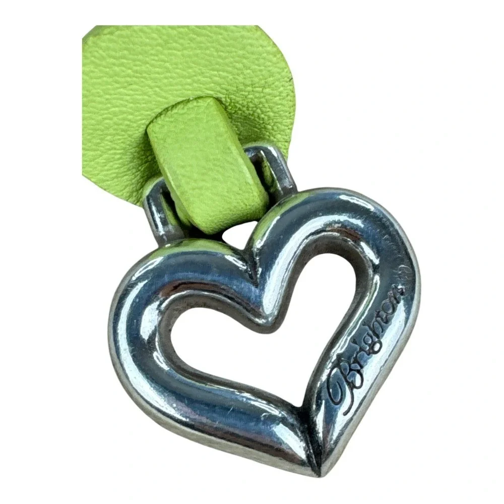 Brighton Lime Green Leather Silver Heart Bag Charm Handbag Fob Accessory